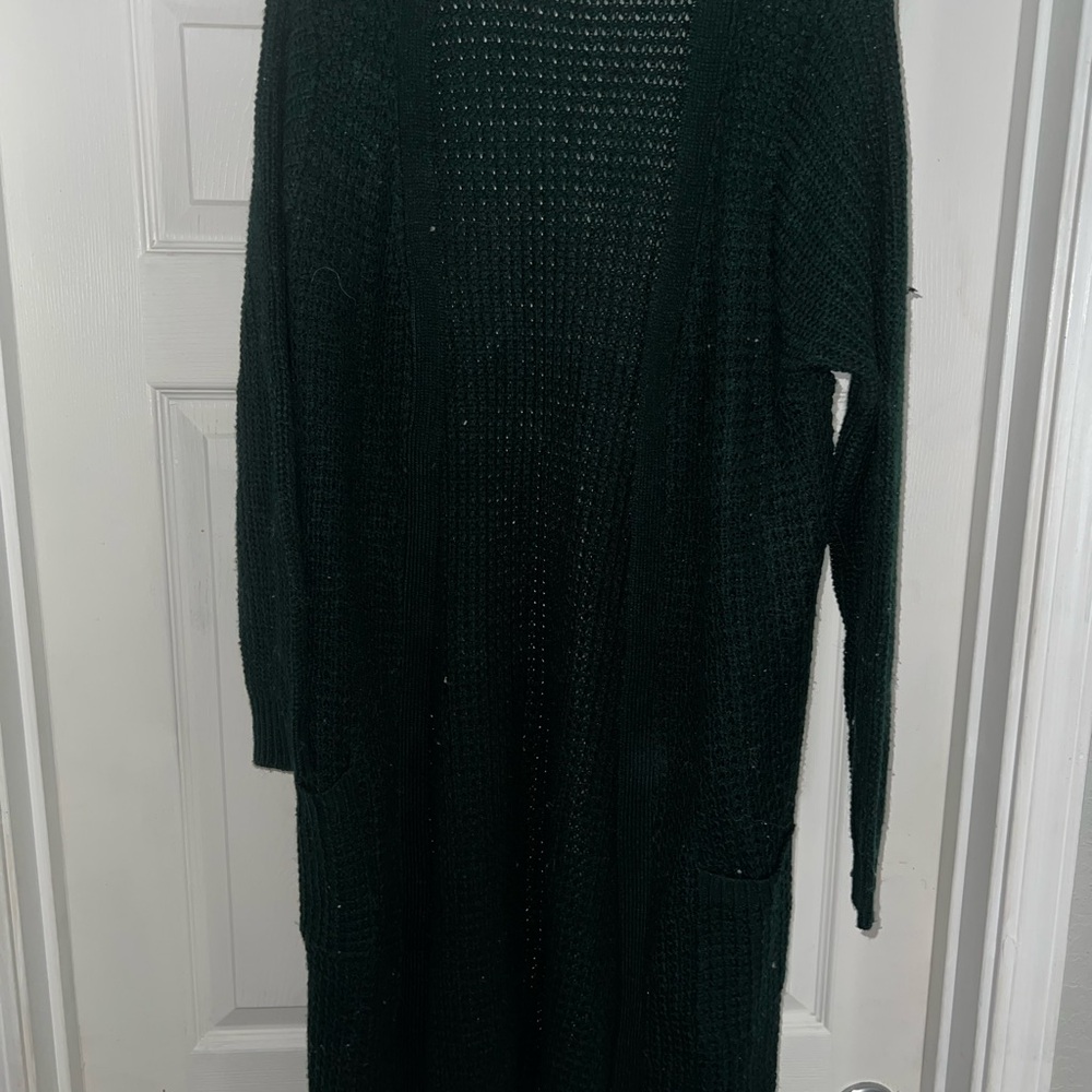 Long forest green Knit Cardigan